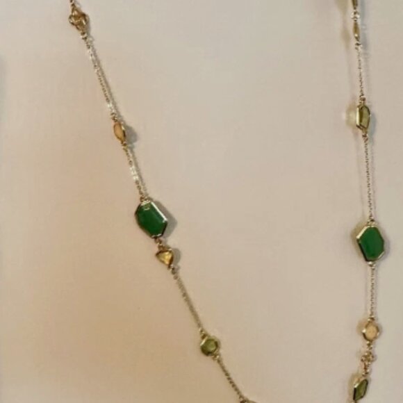 STELLA & DOT Pippa Green Stones Chain Necklace NIB - Picture 2 of 3